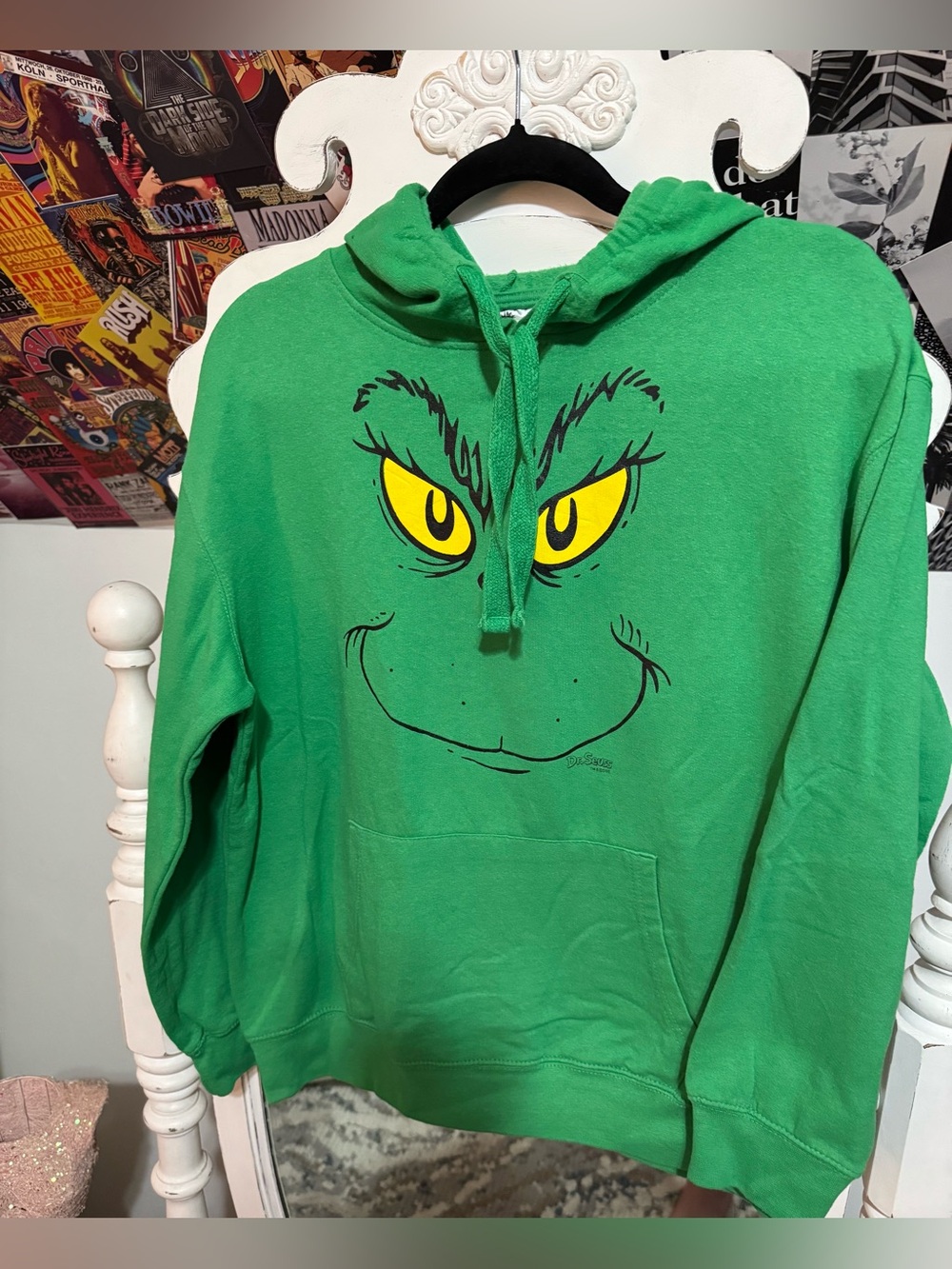 Dr. Seuss Green Hoodie with Yellow Grinch Eyes
